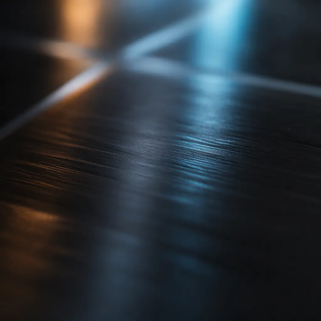 Abstract luminous geometric grid pattern in amber and cyan projected onto a dark surface, evoking reporting and analytics without any readable text or chart shapes