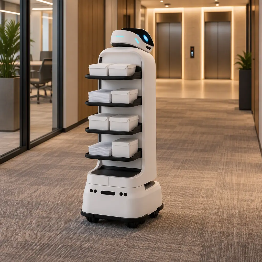 AOMAN D1 crossing a brushed metal ramp between floor levels